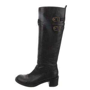 GUCCI black Leather riding tall boots. IT 38